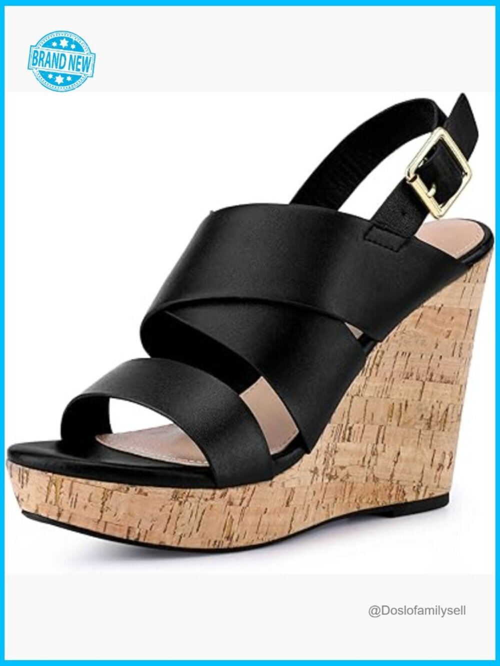 Open Toe Platform Wedge Sandals Slingback Buckle Chunky Heel Summer